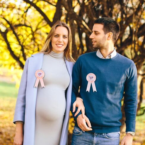 2Pcs Mommy and Daddy To Be Badge Pin, Mom & Dad to be Pin, New Dad Mom Gifts New Parent Gifts Buttons Brooch Pins Baby Shower Decorations Party Celebration, Rose Gold in Saudi Arabia
