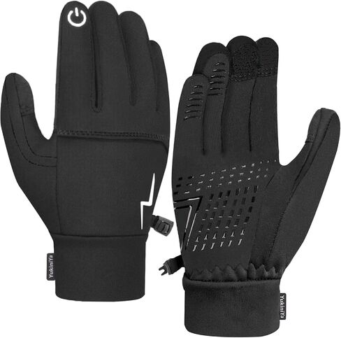 Kids Winter Bike Gloves Warm Water Resistant Anti Slip for Boys Youth 3-15 Years Cycling with Reflective Strip Black in Saudi Arabia