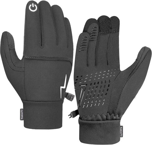 Kids Winter Bike Gloves Warm Water Resistant Anti Slip for Boys Youth 3-15 Years Cycling with Reflective Strip Black in Saudi Arabia