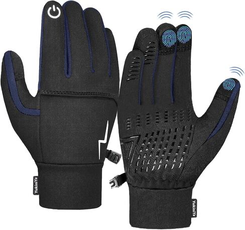 Kids Winter Bike Gloves Warm Water Resistant Anti Slip for Boys Youth 3-15 Years Cycling with Reflective Strip Black in Saudi Arabia