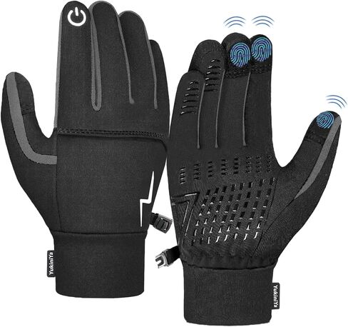 Kids Winter Bike Gloves Warm Water Resistant Anti Slip for Boys Youth 3-15 Years Cycling with Reflective Strip Black in Saudi Arabia