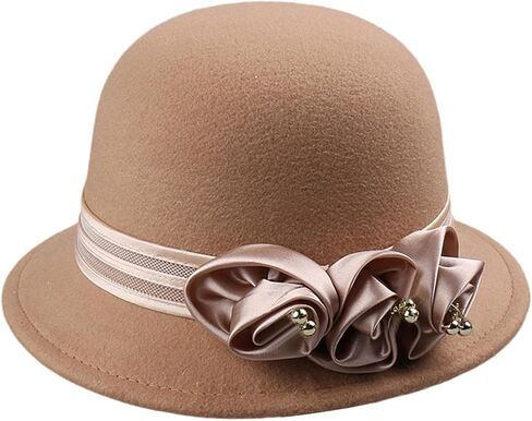 Fedoras Hat For Cosplay Parties Elegant Camellia Flower Adult Carnivals Party Flapper Head Accessories Warm Wool Caps in Saudi Arabia