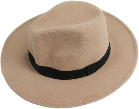 Men Women Bowknot Hard Felt Fedora Panama Bowler Wide Hat Brim Gangster Cap Awards Memorial in Saudi Arabia