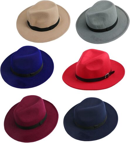 Men Women Bowknot Hard Felt Fedora Panama Bowler Wide Hat Brim Gangster Cap Awards Memorial in Saudi Arabia