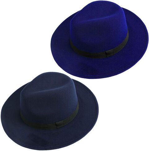 Men Women Bowknot Hard Felt Fedora Panama Bowler Wide Hat Brim Gangster Cap Awards Memorial in Saudi Arabia