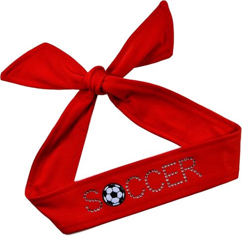 Soccer Ball Rhinestone TIE Back Sport Headband by Funny Girl Designs in Saudi Arabia