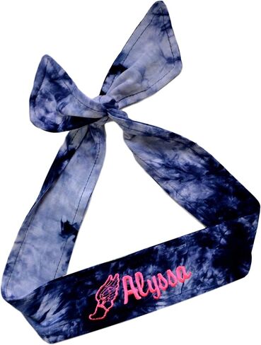 Funny Girl Designs Track and Field TIE Back Moisture Wicking Headband Personalized with The Embroidered Name of Your Choice in Saudi Arabia