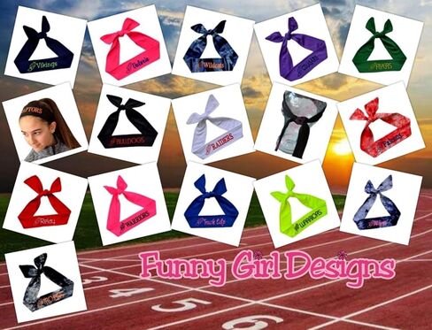 Funny Girl Designs Track and Field TIE Back Moisture Wicking Headband Personalized with The Embroidered Name of Your Choice in Saudi Arabia