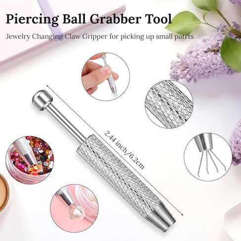 13 Pcs Piercing Taper Tool, Piercing Ball Grabber 16G 18G 20G Straight Curved Needles Insertion Taper Tool Set with Threaded & Threadless Earring Changing Tools for Nose Studs Lip Rings in Saudi Arabia