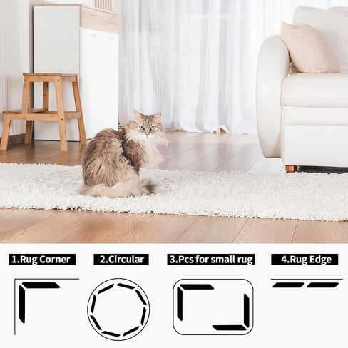 16 قطعة من مقابض وسادات السجاد غير القابلة للانزلاق، تحافظ على زوايا السجاد من التجعيد والتجميع، شريط سجاد قابل لإعادة الاستخدام للأرضيات الصلبة والبلاط، حامل سجاد لاصق مزدوج الجوانب قابل للغسل يبقي الزاوية مسطحة in Kuwait
