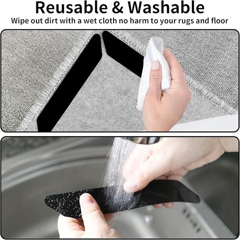 16 قطعة من مقابض وسادات السجاد غير القابلة للانزلاق، تحافظ على زوايا السجاد من التجعيد والتجميع، شريط سجاد قابل لإعادة الاستخدام للأرضيات الصلبة والبلاط، حامل سجاد لاصق مزدوج الجوانب قابل للغسل يبقي الزاوية مسطحة in Kuwait