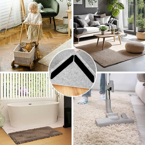 16 قطعة من مقابض وسادات السجاد غير القابلة للانزلاق، تحافظ على زوايا السجاد من التجعيد والتجميع، شريط سجاد قابل لإعادة الاستخدام للأرضيات الصلبة والبلاط، حامل سجاد لاصق مزدوج الجوانب قابل للغسل يبقي الزاوية مسطحة in Kuwait