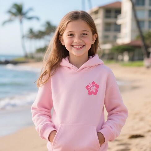 لطيف الوردي هوديس للأطفال الفتيات الجمالية Preppy بلوزات العصرية نفخة هوديي الفتاة زهرة الجرافيك بلوزة كاجوال in Kuwait