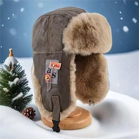 Women's Winter Velvet Cycling Hat with Ear Protection, Plush Windproof Lei Feng Cap for Cold Weather Outdoor Activities in Saudi Arabia
