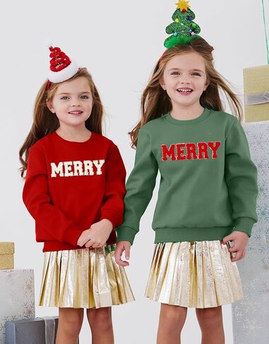 الاطفال فتاة عيد ميلاد سعيد البلوز Crewneck الصوف قمصان الشنيل التصحيح عيد الميلاد بلوفر شتوي أعلى 6-12Y in Kuwait