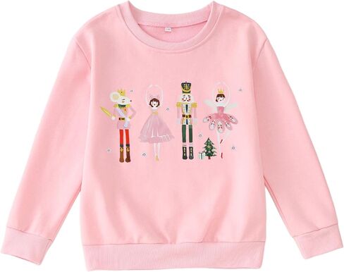 CM C & M WODRO الفتيات عيد الميلاد كسارة البندق البلوز Crewneck لطيف عيد الميلاد الباليه قميص طويل الأكمام الاطفال عطلة البلوز القمم in Kuwait