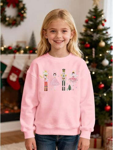 CM C & M WODRO الفتيات عيد الميلاد كسارة البندق البلوز Crewneck لطيف عيد الميلاد الباليه قميص طويل الأكمام الاطفال عطلة البلوز القمم in Kuwait