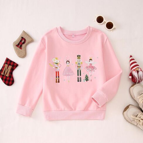 CM C & M WODRO الفتيات عيد الميلاد كسارة البندق البلوز Crewneck لطيف عيد الميلاد الباليه قميص طويل الأكمام الاطفال عطلة البلوز القمم in Kuwait