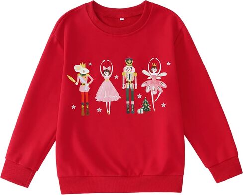 CM C & M WODRO الفتيات عيد الميلاد كسارة البندق البلوز Crewneck لطيف عيد الميلاد الباليه قميص طويل الأكمام الاطفال عطلة البلوز القمم in Kuwait