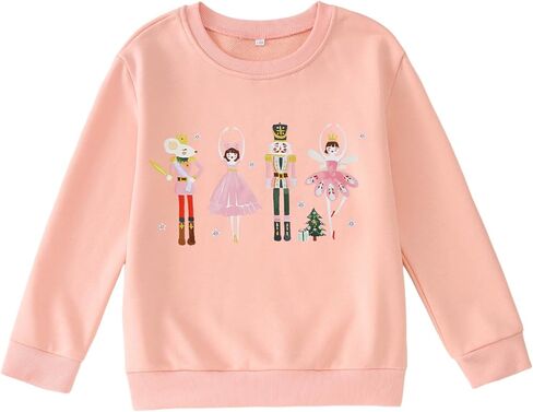 CM C & M WODRO الفتيات عيد الميلاد كسارة البندق البلوز Crewneck لطيف عيد الميلاد الباليه قميص طويل الأكمام الاطفال عطلة البلوز القمم in Kuwait