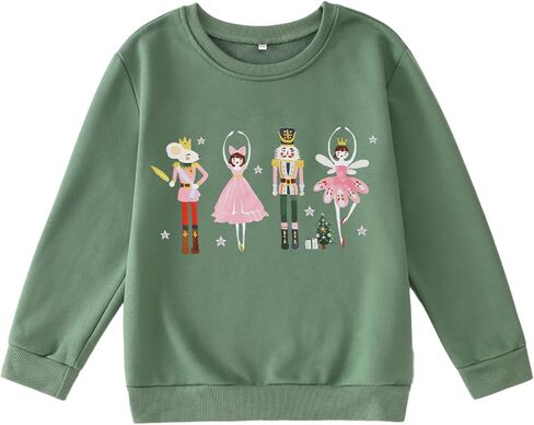 CM C & M WODRO الفتيات عيد الميلاد كسارة البندق البلوز Crewneck لطيف عيد الميلاد الباليه قميص طويل الأكمام الاطفال عطلة البلوز القمم in Kuwait