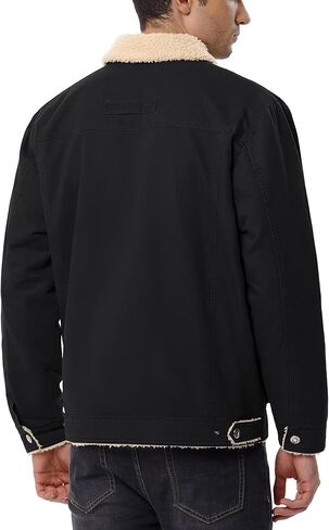 Men's Winter Fleece Lined Jacket Casual Thermal Trucker Coat Lightweight Cotton Cargo Work Jacket with Pockets for Fall in Saudi Arabia