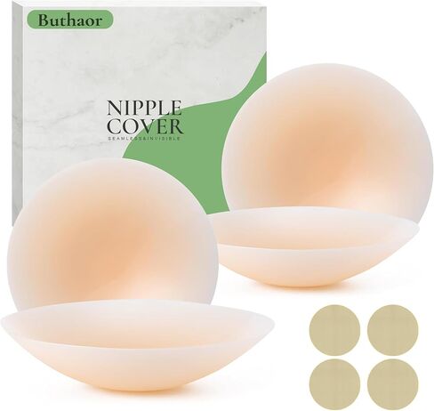 Nipple Covers for Women, 2 Pairs Silicone Reusable Pasties, Sticky Bra, Invisible Waterproof Seamless Nude in Saudi Arabia