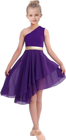 ORIDOOR Oblique Shoulder Praise Dance Costume for Girls, Metal Irregular Worship Ceremony Lyrical Dance in Saudi Arabia