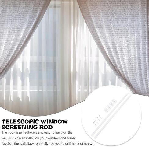 TIDTALEO Telescoping Tension Curtain Rod 30-45Cm Extendable Adjustable Window Café Rod Set of 2 Adhesive Hooks for Bathroom and Kitchen Use in Saudi Arabia