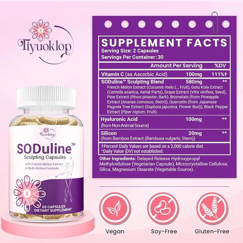 Anti Cellulite Supplement, SODuline™ Sculpting Capsules with French Melon SOD & Phyto Beadlets, Cellulite Reduces, Cellulite Remover for Legs, Skin Smoothing & Thighs, Collagen Supplements, 60 Caps in Saudi Arabia