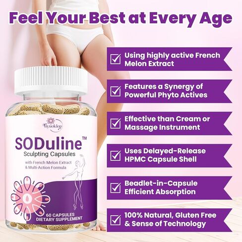 Anti Cellulite Supplement, SODuline™ Sculpting Capsules with French Melon SOD & Phyto Beadlets, Cellulite Reduces, Cellulite Remover for Legs, Skin Smoothing & Thighs, Collagen Supplements, 60 Caps in Saudi Arabia