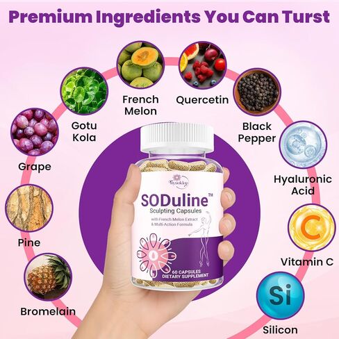 Anti Cellulite Supplement, SODuline™ Sculpting Capsules with French Melon SOD & Phyto Beadlets, Cellulite Reduces, Cellulite Remover for Legs, Skin Smoothing & Thighs, Collagen Supplements, 60 Caps in Saudi Arabia