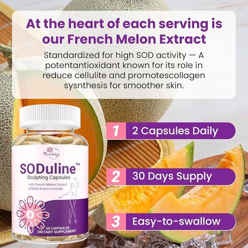 Anti Cellulite Supplement, SODuline™ Sculpting Capsules with French Melon SOD & Phyto Beadlets, Cellulite Reduces, Cellulite Remover for Legs, Skin Smoothing & Thighs, Collagen Supplements, 60 Caps in Saudi Arabia