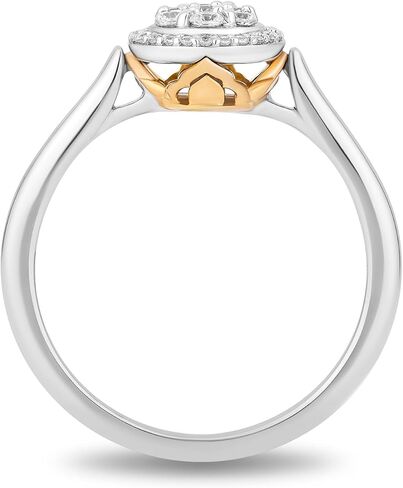 Jewelili Enchanted Disney Fine Jewelry Sterling Silver and 10K Yellow Gold with 1/4 CTTW Diamonds Jasmine Ring Size 6 in Saudi Arabia