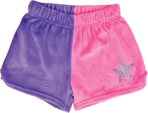 iscream Big Girls Silky Soft Embroidered Accent Plush Fleece Shorts - Bold Color Block Collection in Saudi Arabia