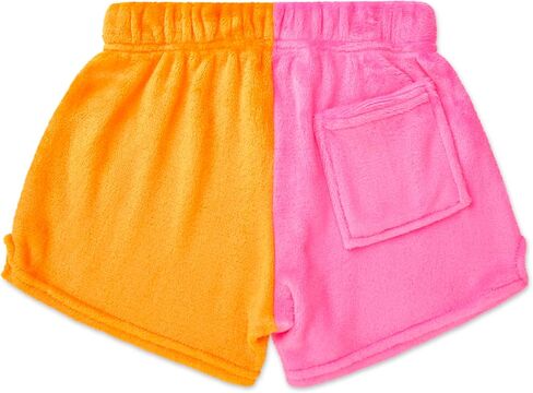 iscream Big Girls Silky Soft Embroidered Accent Plush Fleece Shorts - Bold Color Block Collection in Saudi Arabia