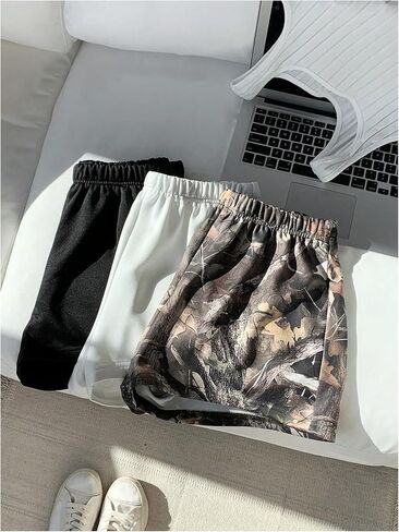 Girl's 3 Packs Elastic Waist Mini Camo Shorts Mid Rise Athletic Shorts in Saudi Arabia