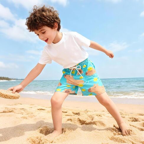 سروال سباحة للأولاد مزود بجيوب جانبية كبيرة، شورت قصير للأطفال سريع الجفاف، ملابس سباحة ملونة ثابتة من كابيبارا للأعمار من 6 إلى 16 عامًا in Kuwait