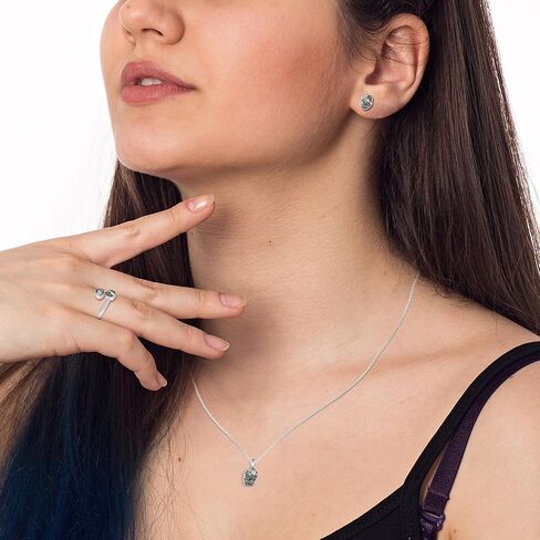 Meteorite Rough Shape Jewelry Set in Sterling Silver – Natural Gemstone Jewelry Gift for Women (Free Size) in Saudi Arabia