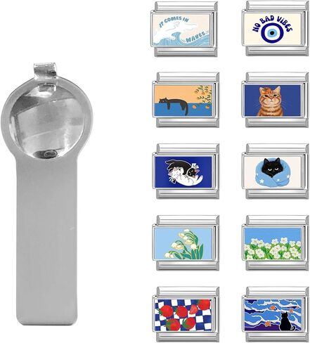 papasgix 11Pcs Italian Charms, 10mm*9mm Silver Italian Charm Bracelet Link Multiple Patterns DIY Jewelry Gifts in Saudi Arabia