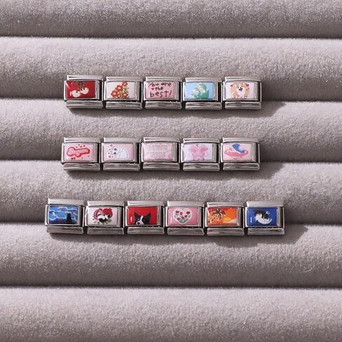 papasgix 11Pcs Italian Charms, 10mm*9mm Silver Italian Charm Bracelet Link Multiple Patterns DIY Jewelry Gifts in Saudi Arabia