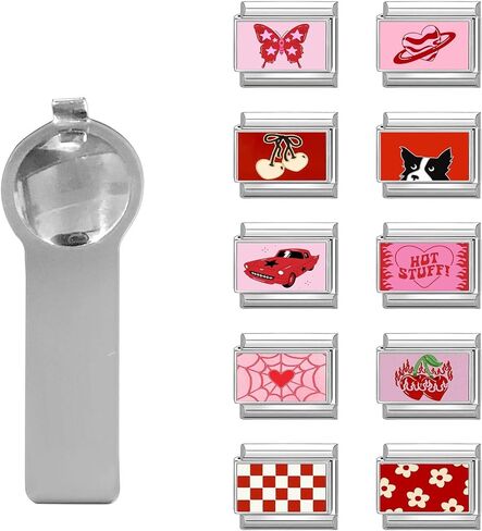 papasgix 11Pcs Italian Charms, 10mm*9mm Silver Italian Charm Bracelet Link Multiple Patterns DIY Jewelry Gifts in Saudi Arabia