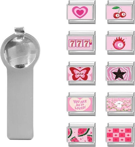 papasgix 11Pcs Italian Charms, 10mm*9mm Silver Italian Charm Bracelet Link Multiple Patterns DIY Jewelry Gifts in Saudi Arabia