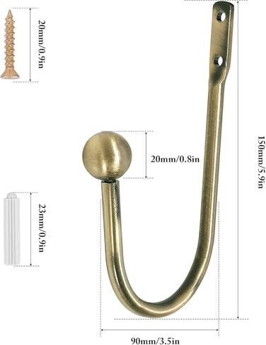 Curtain Tie Backs Hooks, 2 Pcs Metal Curtain Holdbacks, Retro U-Shaped Wall Mounted Curtain Tieback Decorative Drapery Holder with Screws for Bedroom Fixed Curtain or Hanging Items in Saudi Arabia