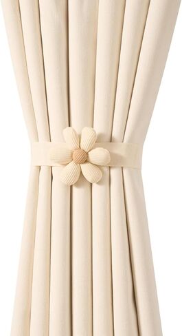 Magnetic Non Perforated Curtain Straps, Cute Flower Shaped Buckle Straps, Curtain Buckles, Simple Decoration Accessories for Living Room and Bedroom (3 Flower Coffee Color) in Saudi Arabia