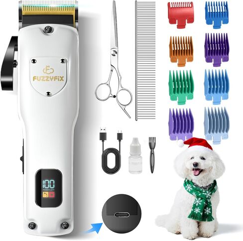 Dog Clippers for Grooming for Thick Heavy Coats, Professional Pet Grooming Clippers Supplies Kit Low Noise Rechargeable Stainless Steel Hair Trimmer with Ceramic Blade for Dogs Cats Animals in Kuwait