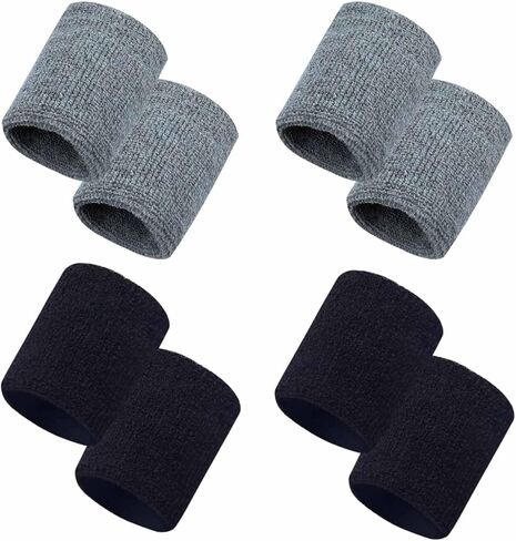 8 Pcs Sweatbands Sports Wristband Tennis Basketball Running Cotton Sweat Band for Grips Sport Elastic Wrist Bands Women Men Black White in Saudi Arabia