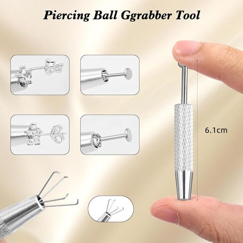 Piercing Ball Grabber Tool Kit for Jewelry Changes Piercing Taper Insertion Tools 14G 16G 18G Stainless Steel Flat Back Earrings Applicator Tool Threadless Body Insertion Pins for Ear Nose Lip in Saudi Arabia