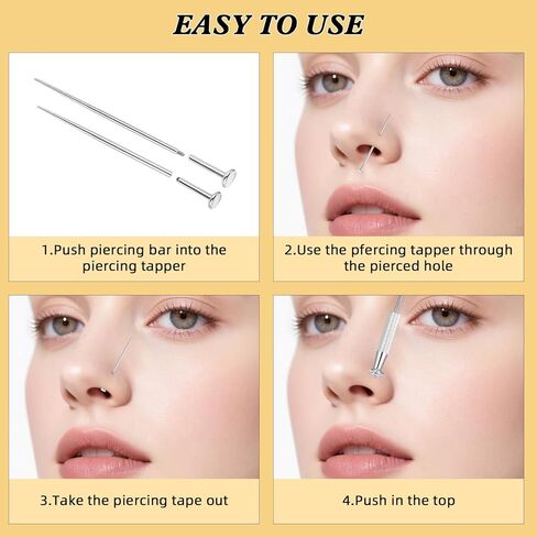 Piercing Ball Grabber Tool Kit for Jewelry Changes Piercing Taper Insertion Tools 14G 16G 18G Stainless Steel Flat Back Earrings Applicator Tool Threadless Body Insertion Pins for Ear Nose Lip in Saudi Arabia