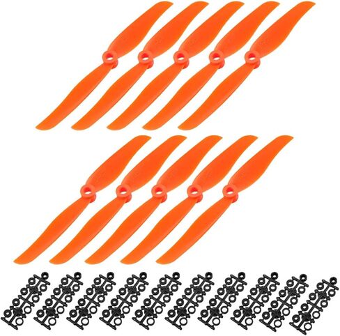uxcell RC Propellers CW 5030 5x3 Inch 2-Vane Fixed-Wing for Airplane, Nylon Orange 10pcs with Adapter Rings in Saudi Arabia